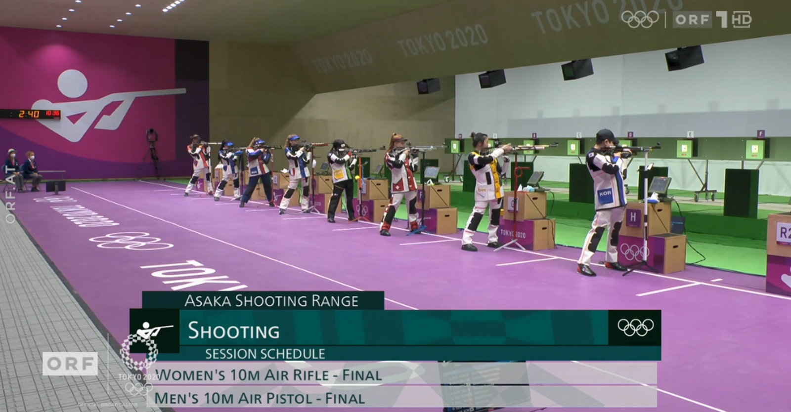 Die beiden ersten Medaillenentscheidungen im Sportschießen im Luftgewehrbewerb der Frauen und Luftpistolenbewerb der Männer wurden in ORF 1 übertragen